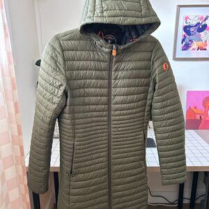Save The Duck Giga Hooded Coat – Olive, Women’s Small
